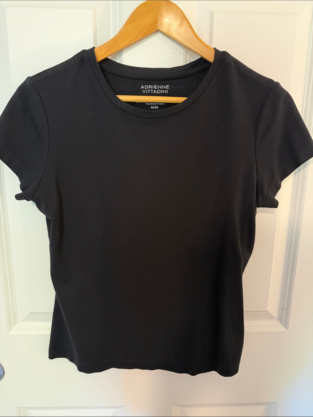 Adrienne Vittadini Black Short-Sleeve Crewneck Tee